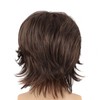 Mens Short Wig with Long Bangs Adjustable Brown Soft Simulation