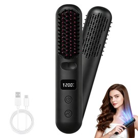 SL Euthtion Cordless Cold air Hair Straightener Brush-Portable Mini Straightening Comb USB Rechargeable Battery Powered for Travel - Cool curl Airflow Styler- 30s Fast Heating -3 Temperature Settings