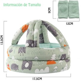 Casco de Seguridad para Bebés y Niños Pequeños, Pprotector de Cabeza para Niños, Cinturón de Protección Ajustable para la Cabeza para Aprender a Caminar, Gatear, Incluye 1 Rodillera Antideslizante