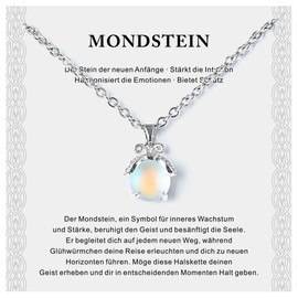 Rebundex Mondstein Kette Damen Geschenke für Frauen Weihnachten Mondstein Anhänger Halskette Damen Entspannung Geschenk für Frauen Geburtstag Kettenanhänger Schmuck freundin mama schwester kollegin