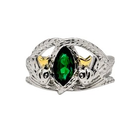 Aragorn Ring Green Stone CZ 925 Silver Plated Ring for Women Men Cosplay Jewelry,Ring size 6-10, Silver, No Gemstone