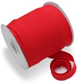 Bias Tape, Bias Tape Double Fold 1 Inch Continuous Bulk Bias Tape for Sewing, Quilting, Binding, Hemming, Apparel Craft, Polyester, Non-Stretch (Red, 25mm, 55 Yards)
