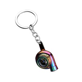 JNNJ Creative Metal Keyring with Turbocharger, Polished Car Key Fob Turbo for Decoration, Sleeve Turbine Spinning Cool Car Keychain (Multi-Colour)