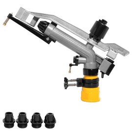 HIINZI 1-1/2"" FNPT Full Circle Rain Gun, Full Circle Impact Sprinkler with 4 Nozzles, Lawn & Garden Sprinklers for Large Range Coverage and Watering Efficiency, Sliver, 3BN-7Y3-POF425