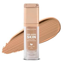 Profusion Cosmetics Feel Good Skin Foundation – Radiant Satin Finish with SPF 15, Buildable Medium Coverage, Vegan, Available in 12 Curated Shades (Tan 400, 1)