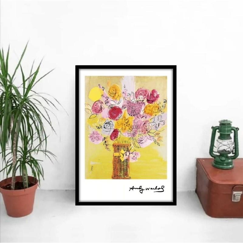 Andy Warhol Yellow Flowers Framed Poster aoipro (Black Frame)