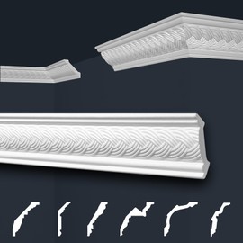 Marbet Ceiling Mouldings White Economy Pack Made of Polystyrene EPS - Stucco Moulding Moulding Patterned in Traditional Design - (2 Metres B-09) Decorative Strip Corner Profile Stucco