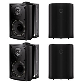 Herdio 4 Inch Outdoor Speakers with Bluetooth 4 Channel Amplifier for Indoor Outdoor Patio,Deck, Waterproof Wall Mount System (4 Speakers)