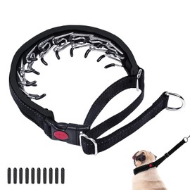 Martingale Collar for Dogs, Adjustable No Pull Dog Collar with Buckle, Heavy Duty Nylon Reflective Anti Pull Collar Slip Collar for Large Medium Dog Walking Training M Black