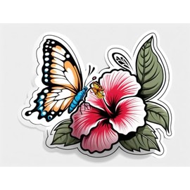 Hibiscus Tropical Flower Stickers Decal for Car Hawaiian Flower Vinyl Sticker for Trunk, Window, Bumper, 5 Inch (04)
