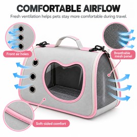 HTMCK Foldable Pet Carrier Bag – Breathable Soft-Sided Shoulder Travel Bag for Small Dogs, Cats & Kittens, Portable Design
