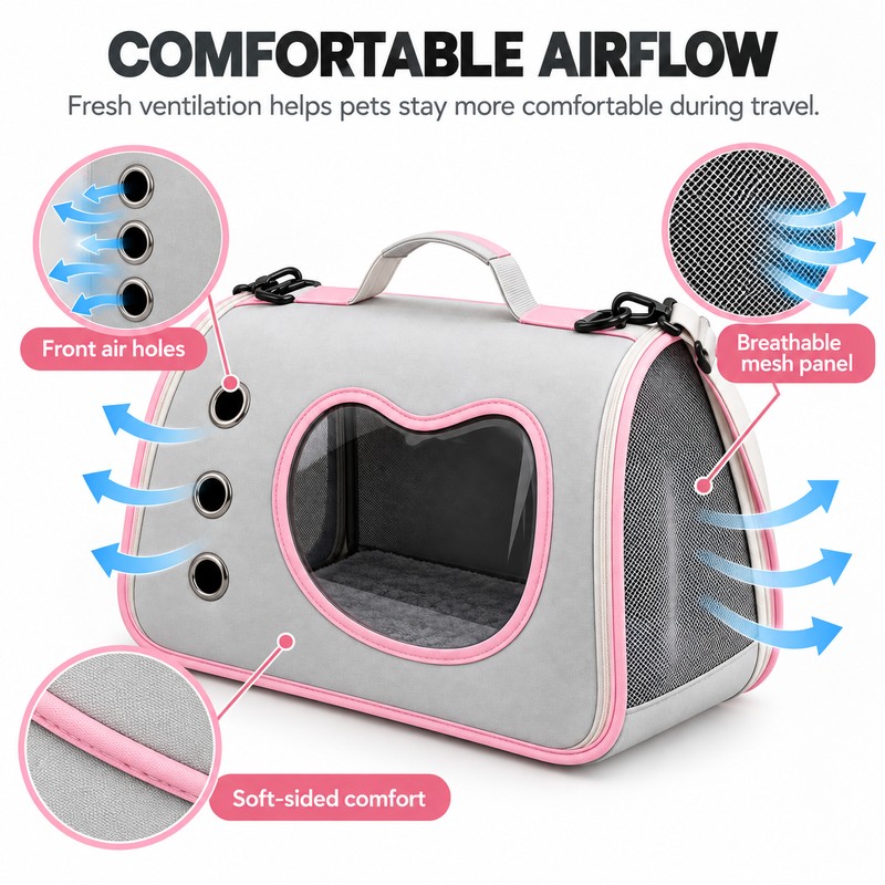 HTMCK Foldable Pet Carrier Bag – Breathable Soft-Sided Shoulder Travel