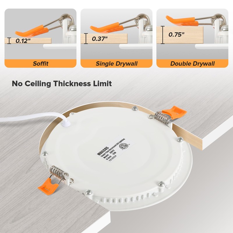 MAILCOS 24 Pack 6 Inch 5CCT Ultra-Thin LED Recessed Ceiling