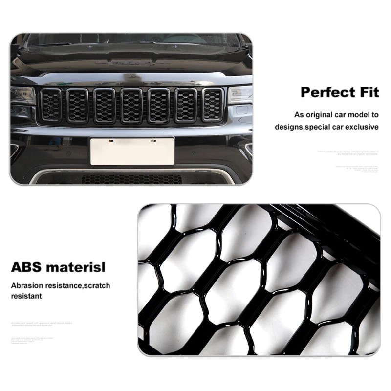 Savadi-Car 7pcs Black Front Grille Insert Mesh Ring Decor Kit