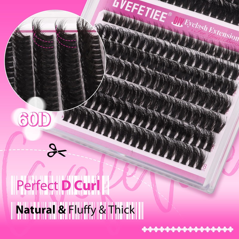 Lash Extension Kit Fluffy Lash Clusters 60D+80D Wispy Eyelash Clusters