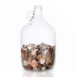 Piggy Bank for Adults - Large Coin Bank Glass Jar - for Saving Money & Small Change - Gallon Jug Made in USA