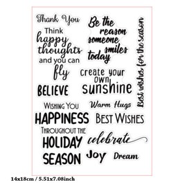 MESYGK Thank You Believe Holiday Season Joy Best Wishes Small Blessings Clear Stamps Transparent Silicone Stamp Album Cards Rubber Stamp for Card Making Decoration and DIY Scrapbooking