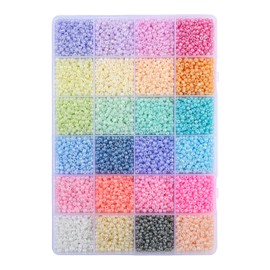12500pcs John Bead Assorted Glass Seed Beads 8/0, 24 Rainbow Vibrant Pastels Colors Round Bead for DIY Crafts Jewelry Making Bead Box