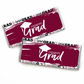 Big Dot of Happiness Maroon Grad - Best is Yet to Come - Candy Bar Wrapper Burgundy Graduation Party Favors - Set of 24