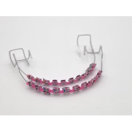 2PCS One Step Fake Braces With Fashion Power Chain Metal Bracket And Wire - Easy Stall For Orthodontist Dental Student Practice (Pink)