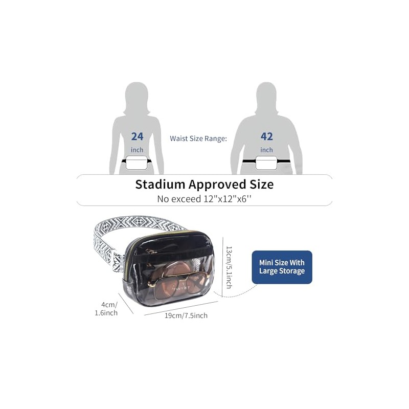TINYAT - Riñonera transparente para eventos de estadio, pequeña bolsa