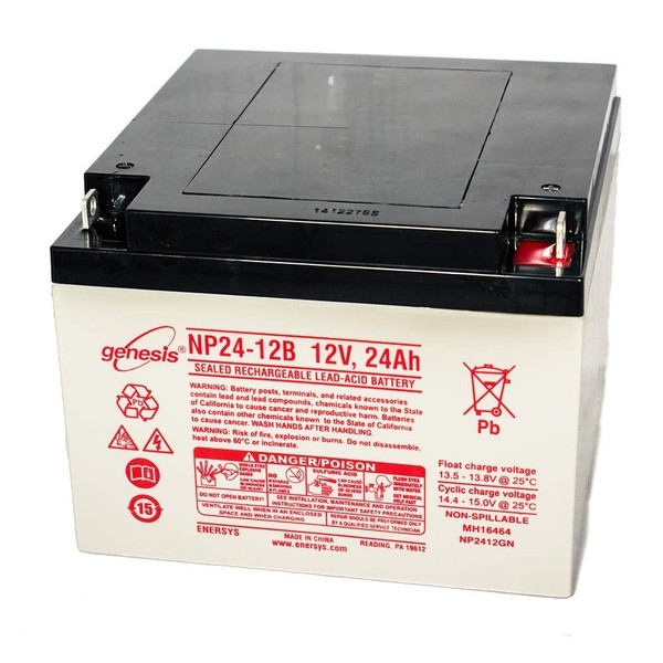 EnerSys Genesis NP24-12B - 12 Volt/24 Amp Hour Sealed Lead Acid Battery with Nut-Bolt Terminals