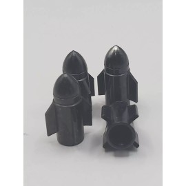 Unbranded Set of Black Rocket Tire Valve Stem Caps For Car, Standard Fitting #29