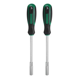 sourcing map 2pcs Metric Nut Driver 7mm Dia 150mm Round Shank CR-V 6 Point Hex Hexagon Socket Wrench Screwdriver with Non-Slip Handle for Tightening and Loosening Fasteners
