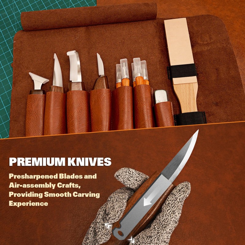 Wood Carving Kit, 32Pcs Wood Carving Tools with Storage Bag,