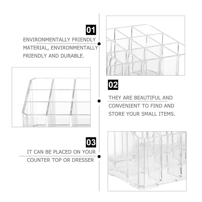 Healeved Acrylic Lipstick Holder with Slots Transparent Cosmetic Organizer for
