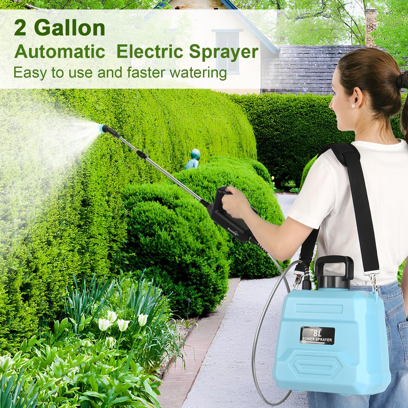 BlumWay Battery Powered Sprayer 2 Gallon, 7.4V Powerful Electric Sprayer