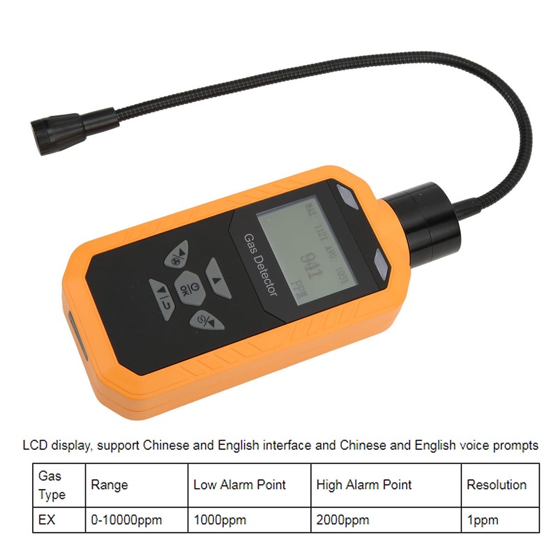 ABH502‑EX LCD Combustible Gas Detector Portable Gas Leakage Alarm for