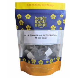 Better Food Mood Premium Blue Tea & Lavender 15 Tea bags | Caffeine Free | Blue & Purple Changing Flower Tea | Plastic Free | Vegan