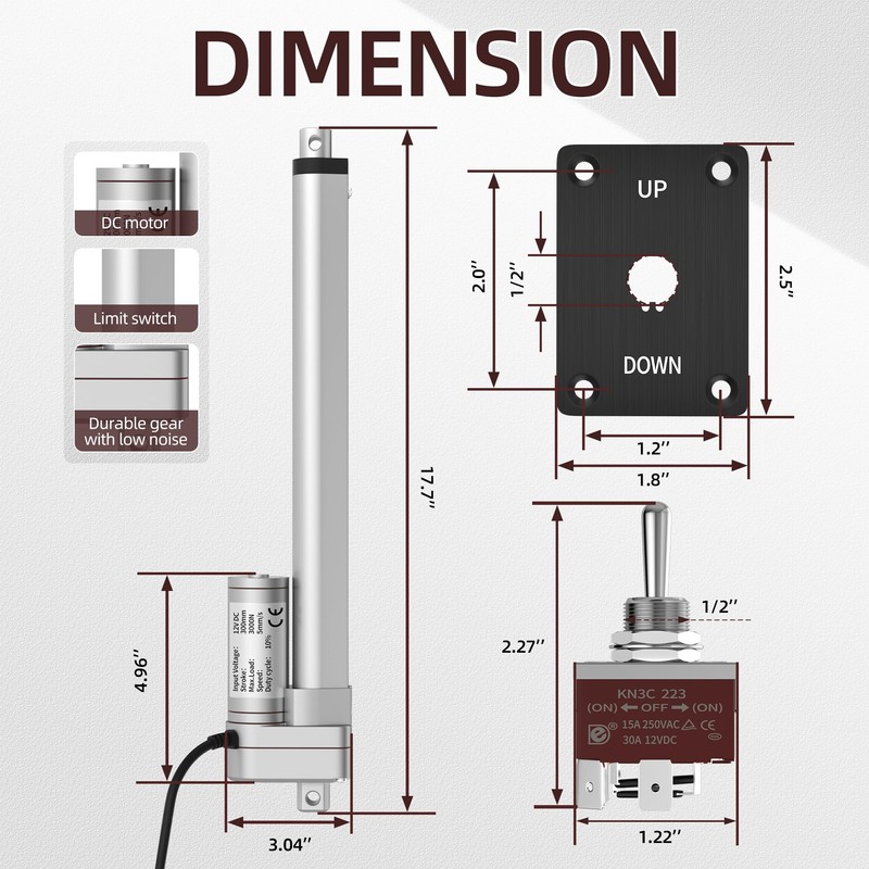 12V Linear Actuator, 12 Inch Stroke Heavy Duty Electric Actuator