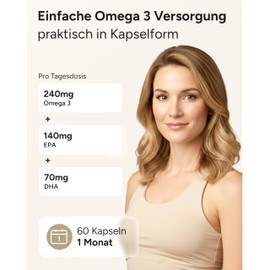 Krill Oil Omega-3 Capsules High Dose - 1000 mg Pure Krill Oil Capsules per Daily Dose, of which 240 mg Omega 3 Fatty Acids - Omega 3 EPA DHA - Plantomol® Essentials