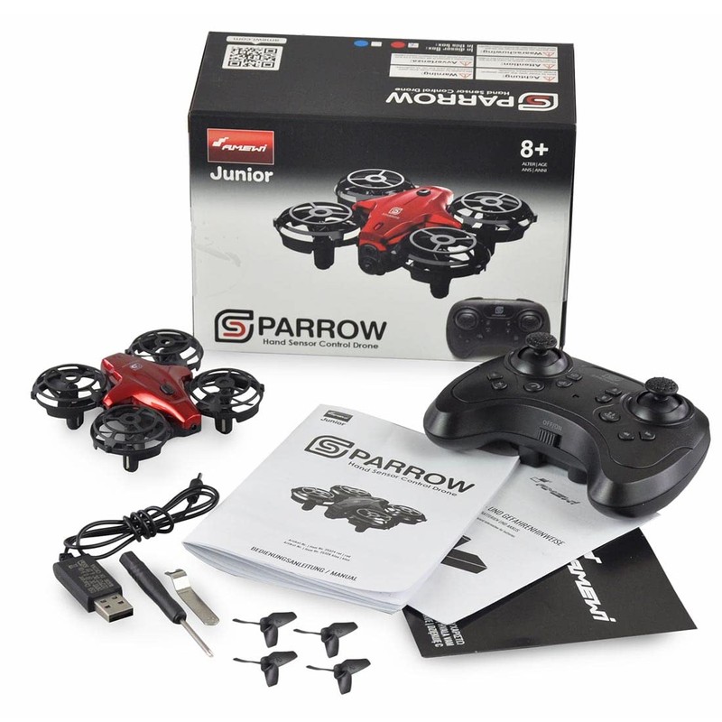Amewi Sparrow 25324 Mini Drone with Control Sensors Red