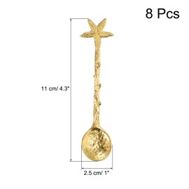 sourcing map 8pcs Star Shaped Spoons, 4.3 Inch Coffee Spoon, Stirring Spoon, Tea Spoon, Dessert Spoon, Straight Handle Spoon Kitchen Gadget, Gold