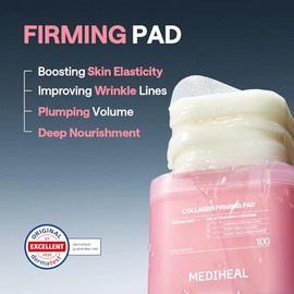 MEDIHEAL Toner Pads 100 Count - Skin Firming Pad - Contains Retinol & Peptides for Firming Care - Helps Restore Skin Elasticity - Korean Skin Care