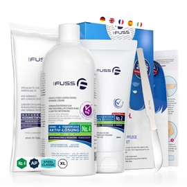 Mr. Fuss® No. 4 - Callus Remover Hand and Foot Care Set - Advanced Pack - 5 Pieces - Cuticle Removal - Quick Softening Action, Solution, Balm, Cotton Wool, Instrumen