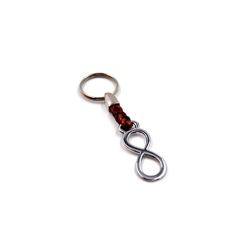 Key Ring Infinity Beautifully Crafted on Leather Cord 8 cm