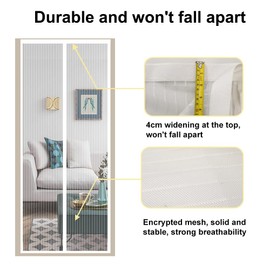 TQFlow Durable Magnetic Screen Door, Bottom Weighted Door Mesh Screen with Magnet Fit Door Size 31 x 79 Inch, Strong Magnetic Screen Door for Single Door, Actual Screen Size 33x81 Inch(White)