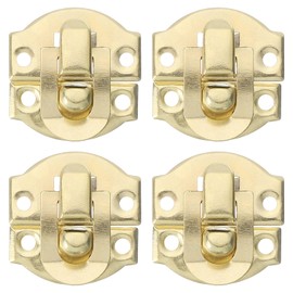 sourcing map 4Set Retro Toggle Hasp Latch, Vintage Duckbilled Iron Latch Decorative Hasp Latch Hardware for Wooden Box Jewelry Box Cabinet Suitcase (20x20mm, Gold)