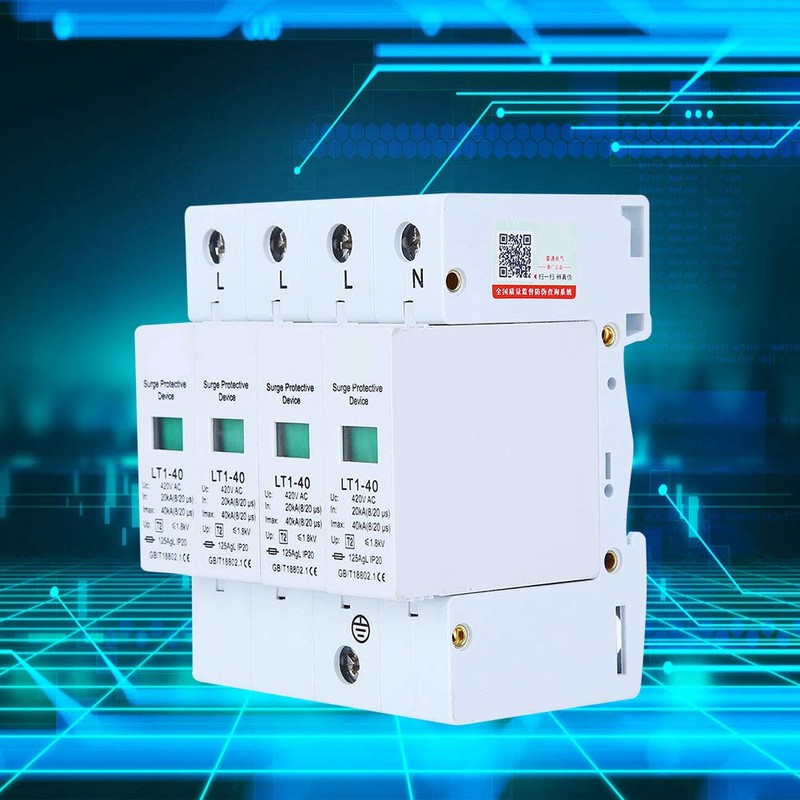 Surge Protector, LT1-40, 4P 420VAC 40KA, 35mm DIN Rail Mount