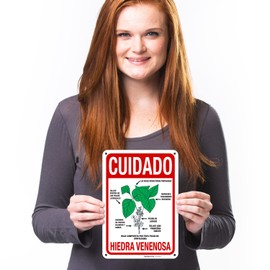 Warning Poison Ivy Spanish Sign, 10x7 Inches, Rust Free .040 Aluminum, Fade Resistant, Made in USA