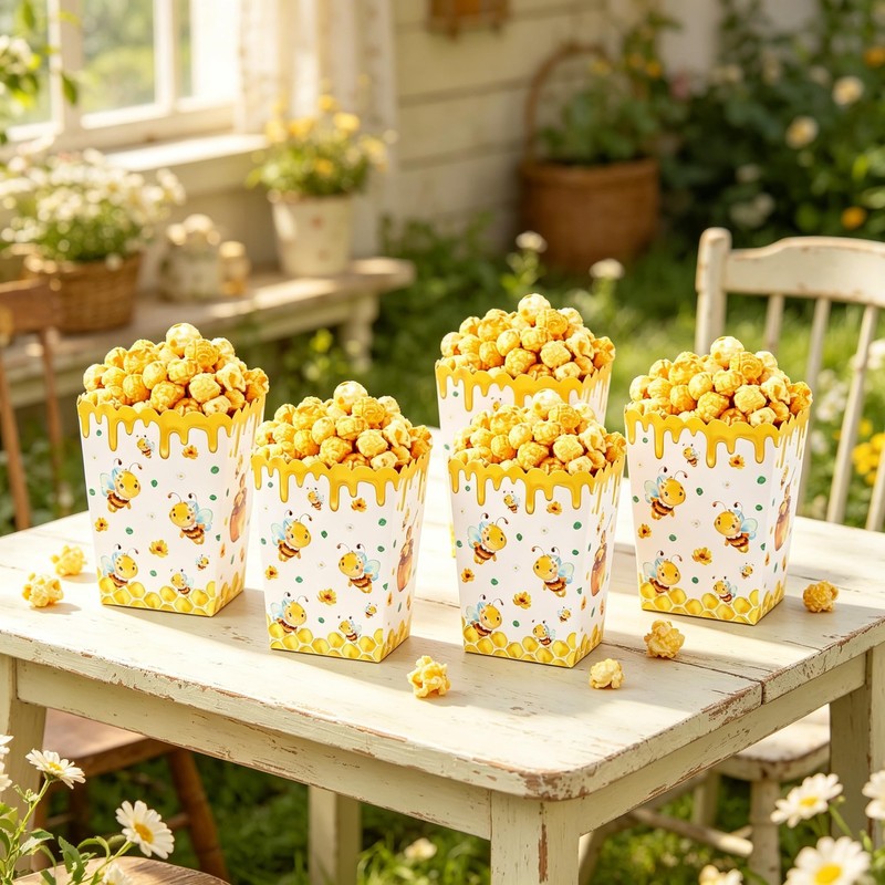 Sweet Bee Popcorn Boxes Bees Goodie Candy Boxes Sunflower Party