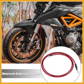 Partuto Universal 190cm 74.8" Motorcycle Brake Clutch Oil Hose Line Pipe Hydraulic Reinforced Stainless Steel Braided Red Replacement