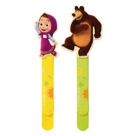 Mascha und der Bär Bookmarks Set of 2 for Children, Wooden Reading Accessories (Small Gift for Children, Two Different Motifs of Masha and the Bear, Dimensions: 15.4 x 0.5 x 3.2 cm), Multi-Coloured