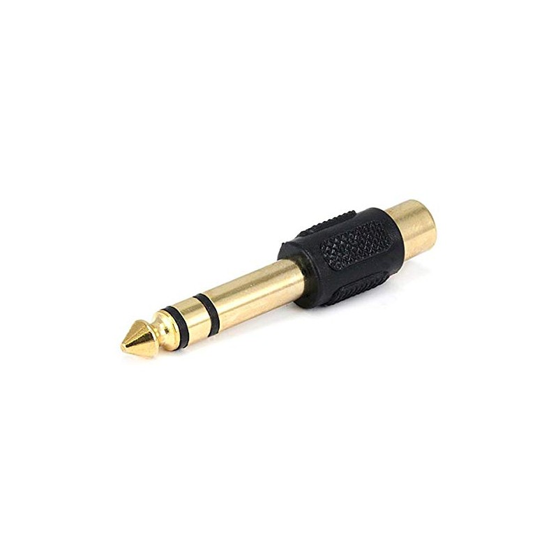 Monoprice 107150 6.35mm Stereo Plug to RCA Jack Adaptor, Gold