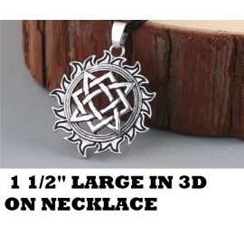 Fashion Jewelry big OCCULT SUN STAR SYMBOL VIKING Pendant on 24" 925 Plated Silver Necklace Men