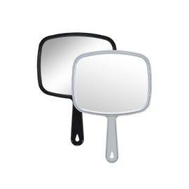 Gladmart Hand Mirror Salon Barber Hairdressing Handheld Mirror with Handle(Square,Black and Grey,7.4 x 10.3 inches), 2PCS, Black&grey